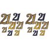 Beistle , 14 Piece “21” Foil Cutouts, Assorted Sizes (Navy Blue/Gold)