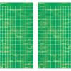 Beistle 2 Piece Metallic Plastic Square Fringed Photo Backdrop Curtains For Birthday Party, Wedding Reception, Graduation Celebration, Baby Theme, Bridal Shower Decorations(Green)
