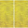 Beistle 2 Piece Metallic Plastic Square Fringed Photo Backdrop Curtains For Birthday Party, Wedding Reception, Graduation Celebration, Baby Theme, Bridal Shower Decorations(Gold)