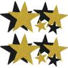 Beistle Glittered Gold Foil Star Cutouts(Black & Gold (12-pack))