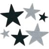 Beistle Glittered Gold Foil Star Cutouts(Black/Silver)