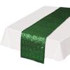 Beistle Gold Sequin Table Runners, 2-Pack Sparkling Fabric with Glittering Sequins for Weddings, Banquets, Holiday Parties, Bridal Showers, Birthdays, and Elegant Dining Table Settings, 12” x 75”(Green)