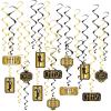 Beistle Great 20s Whirls – 24-Pack Art Deco Hanging Swirl Decorations with Metallic Gold & Black Spirals, 1920s Party Ceiling Decor for Roaring Twenties, Jazz Age Events, and New Year’s Eve, 17″–32″