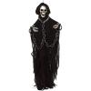 Beistle Skeleton with Chains Creepy Creature Motion-Activated Halloween Decoration with Flashing LED Lights and Spooky Laugh, Poseable Arms, Indoor Haunted House Prop, 6’, 6′, Black/Off White/Gray
