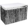 Beistle Table Skirt, Red Metallic Fringe Tableware for Banquets & Festive Occasions, Party Decor & Christmas Theme Decorations, 30″ x 14′(Black & Silver)