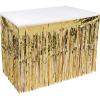 Beistle Table Skirt, Red Metallic Fringe Tableware for Banquets & Festive Occasions, Party Decor & Christmas Theme Decorations, 30″ x 14′(Gold)