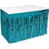Beistle Table Skirt, Red Metallic Fringe Tableware for Banquets & Festive Occasions, Party Decor & Christmas Theme Decorations, 30″ x 14′(Turquoise)