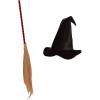 Beistle Witch Hat & Witches Broom Set Classic Black Satin Cap & Decorative Broomstick Halloween Trick or Treat Costume Accessories Spellcaster Cosplay & Haunted Decor