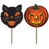 Paper Vintage Halloween Party Food Picks Cat Pumpkin Cupcake Toppers Pack of 3