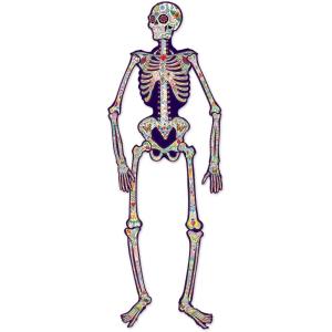 Beistle Jointed Day of the Dead Skeletons – 2-Pack Colorful 4′ 7″ One-Sided Cutouts with Articulated Joints for Día de los Muertos Decorations – Made in the USA