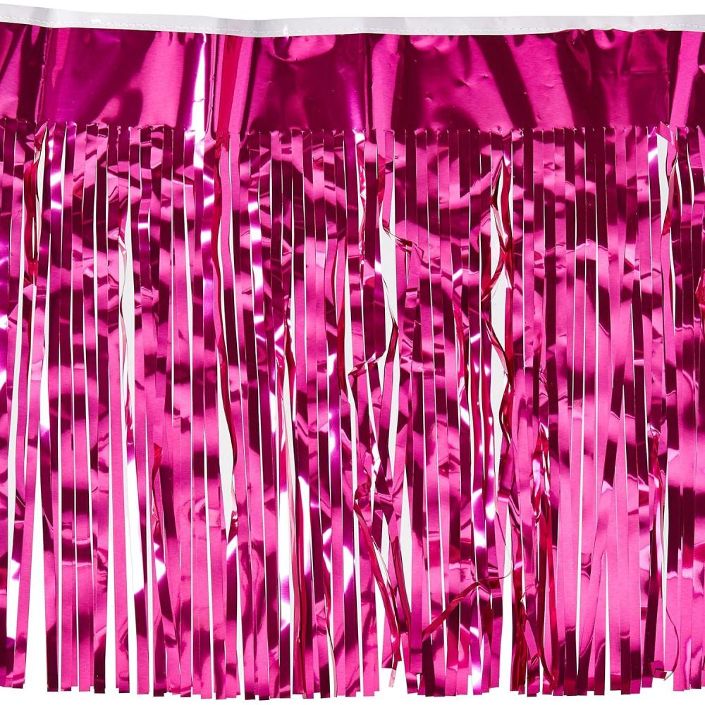 image2Ply FR Metallic Fringe Drape silver Party Accessory 1 countCerise
