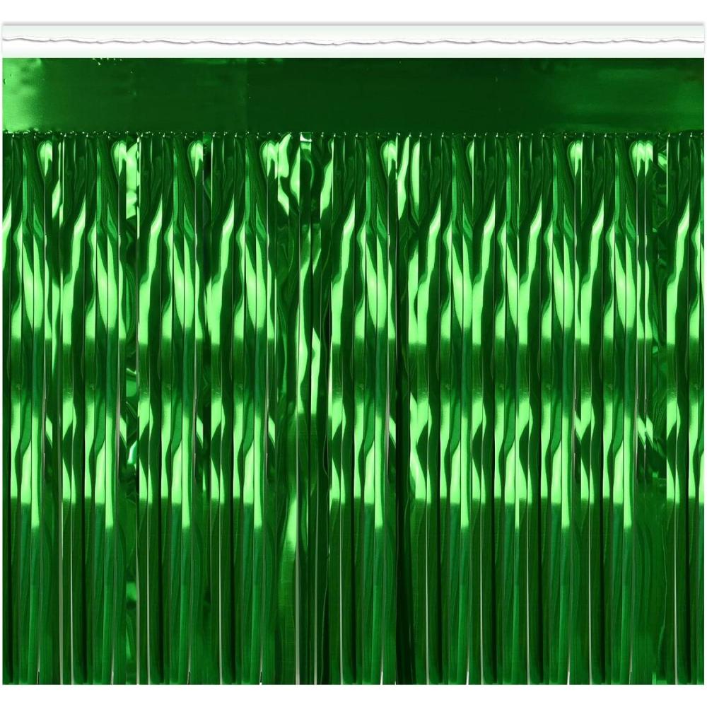 image2Ply FR Metallic Fringe Drape silver Party Accessory 1 countGreen