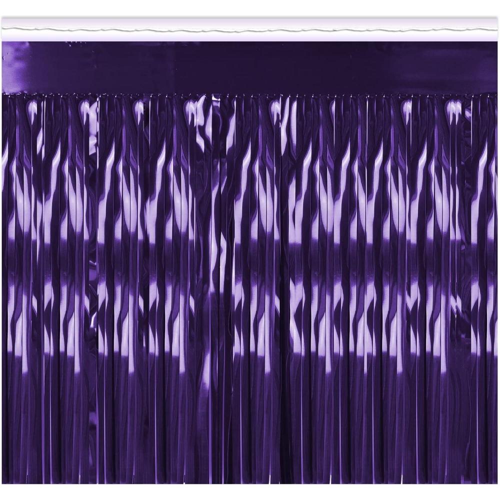 image2Ply FR Metallic Fringe Drape silver Party Accessory 1 countPurple