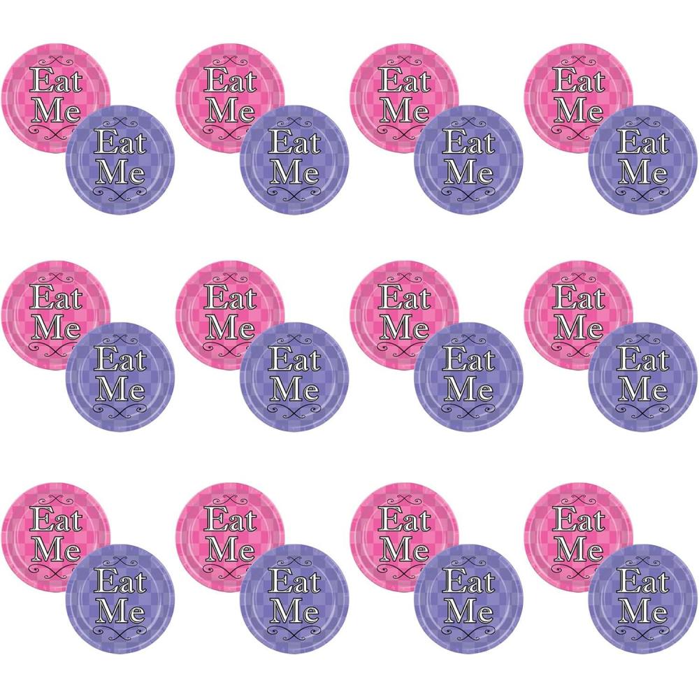 imageBeistle  24 Piece Alice in Wonderland Plates 7quot 7 Inch LavenderPinkBlackWhite