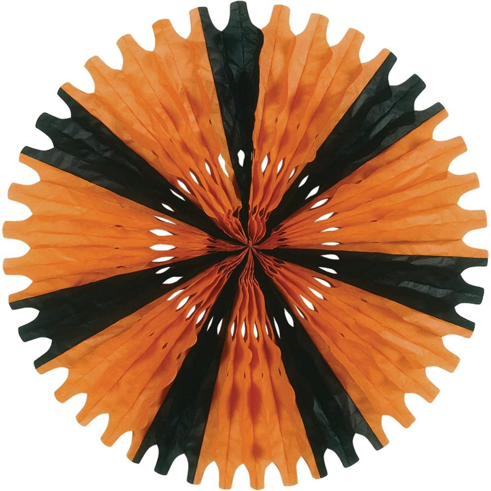 imageBeistle 12 Piece Fall Tissue Paper Fan Decorations For Thanksgiving And Autumn CelebrationsOrangeBlack