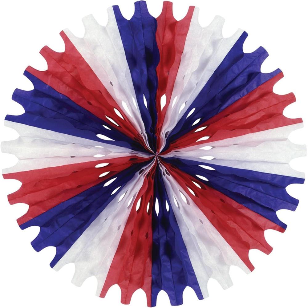 imageBeistle 12 Piece Fall Tissue Paper Fan Decorations For Thanksgiving And Autumn CelebrationsRed  White and Blue