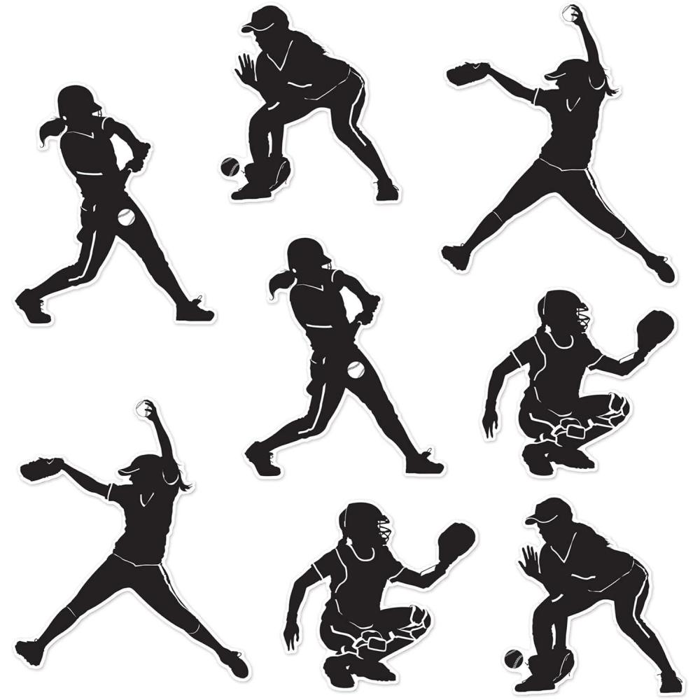imageBeistle 12 Piece Fastpitch Softball Silhouette Cut Outs Sports Theme Birthday Party Decorations SuppliesSoftball Silhouettes 8Pack