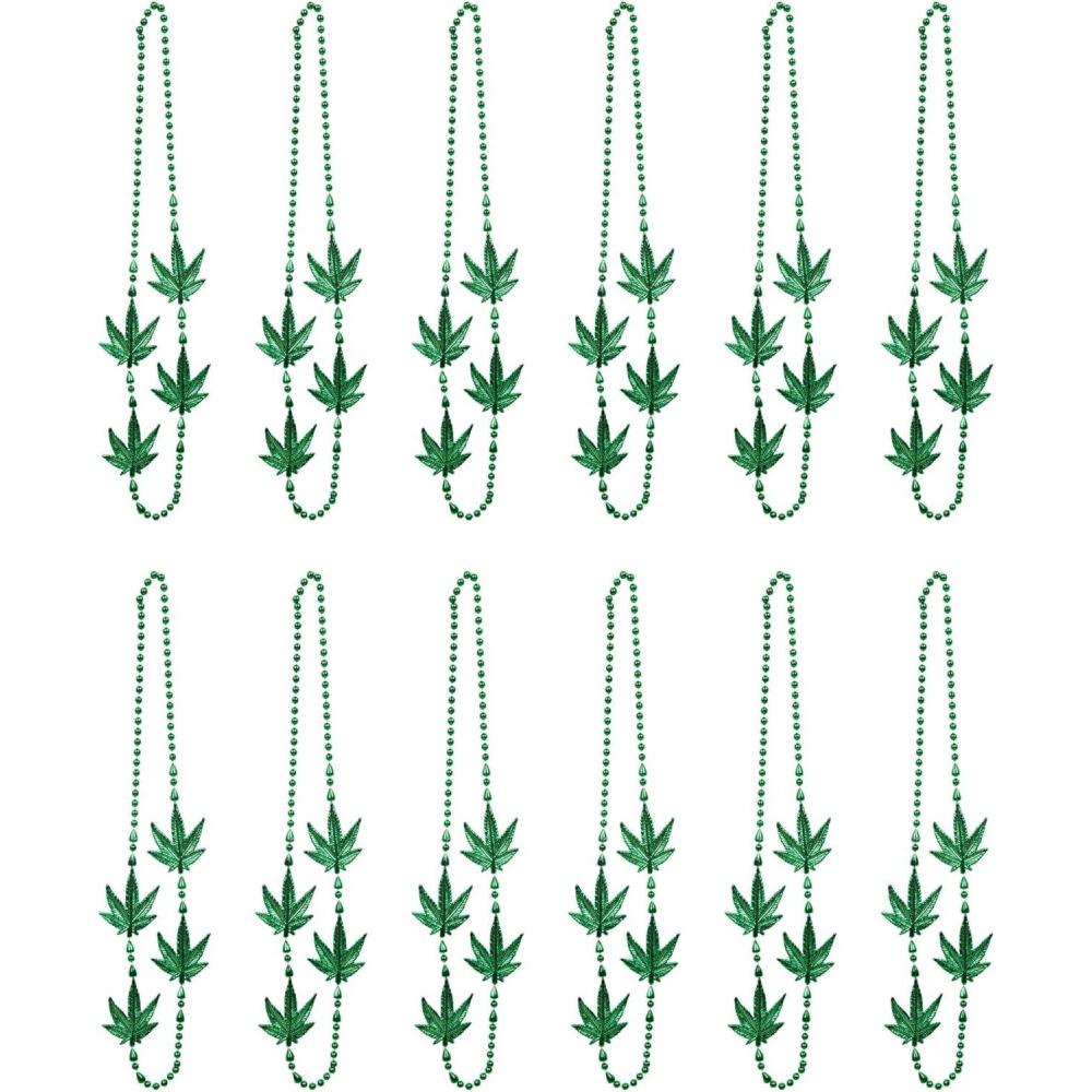 imageBeistle 12 Piece Green Plastic Beaded Weed Necklaces For 70s Theme Party Celebrating With You Since 1900