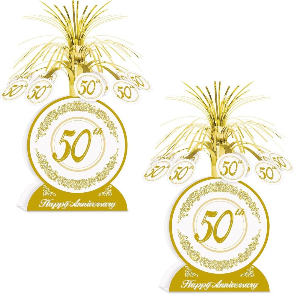 imageBeistle 2 Piece 13quot Gold 50th Wedding Anniversary Table Decor Centerpieces For Golden Themed Celebrations