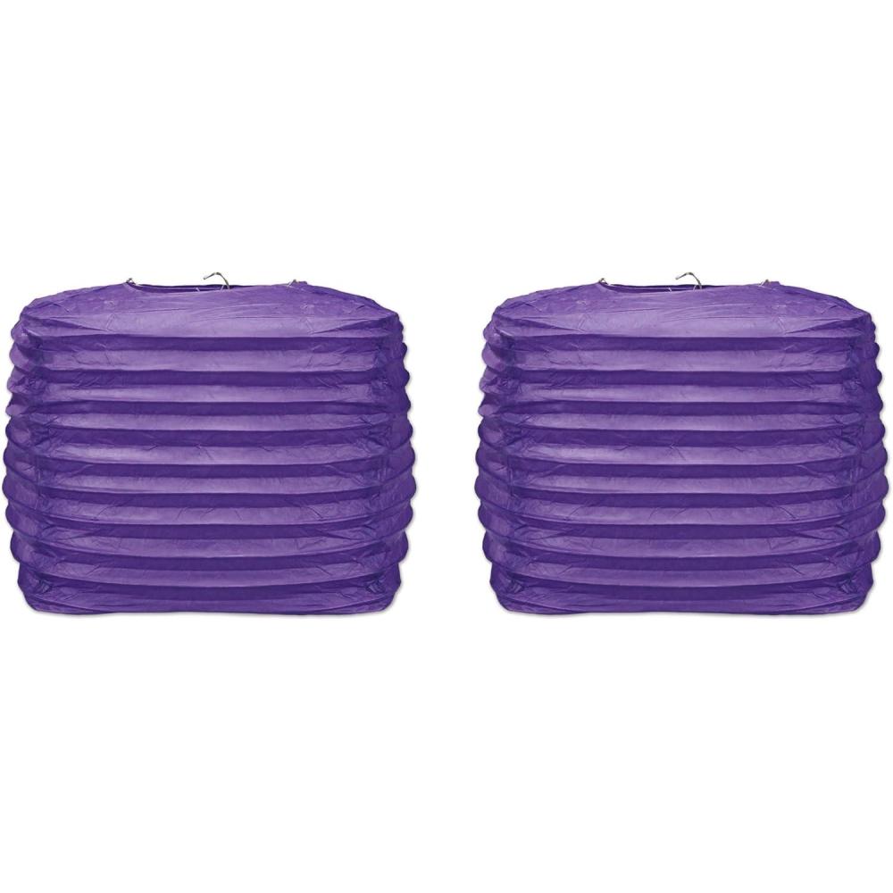 imageBeistle 2 Piece 8quot Square Paper Lanterns PurplePurple