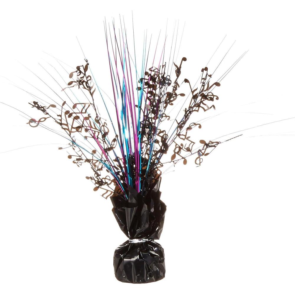 imageBeistle 2 Piece Musical Notes Table Centerpieces Black Metallic Plastic Music Theme Party Supplies Band and Orchestra Concert Decorations 11quotBlackCeriseTurquoise