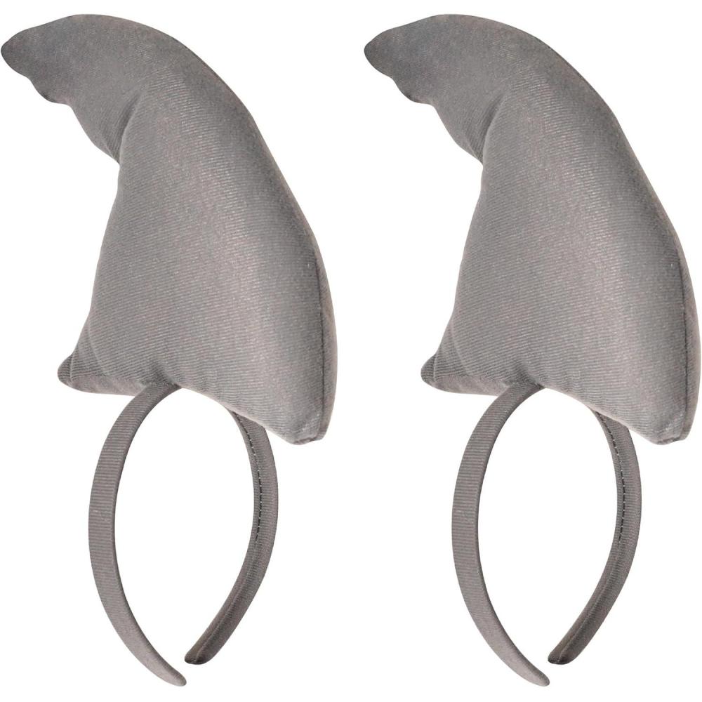 imageBeistle 2 Piece Plush Fabric Shark Fin Headbands Under The Sea Party Supplies Gray one size