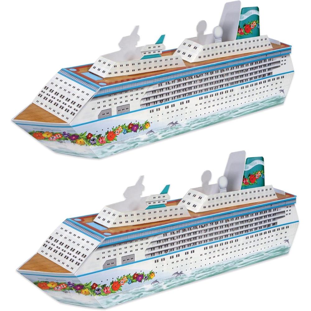 imageBeistle 2 Piece Three Dimensional Fillable Cruise Ship Table Centerpieces 1325quot Nautical Decorations Bon Voyage Ocean Theme Party Supplies Made In USA Since 1900