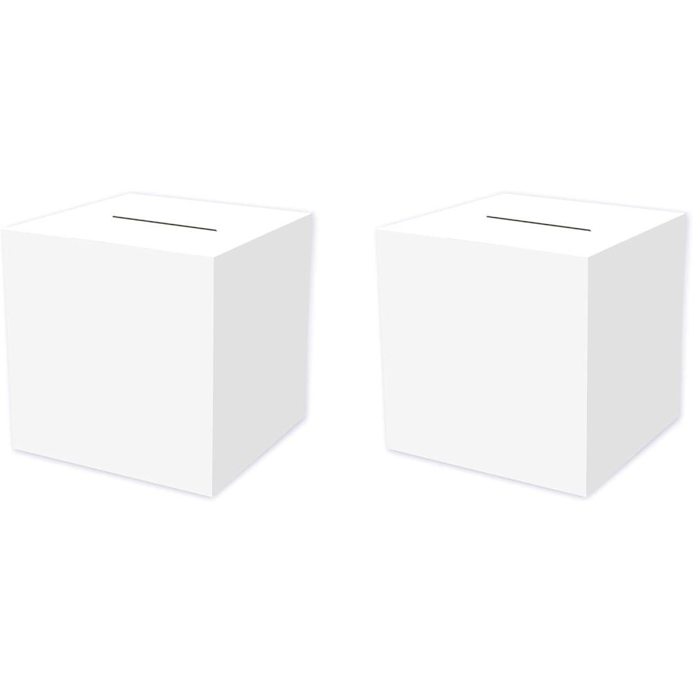 imageBeistle 2 Piece White Card Box Holders for Weddings Baby Shower Birthday and Graduation CelebrationsAllPurpose ReceivingBox
