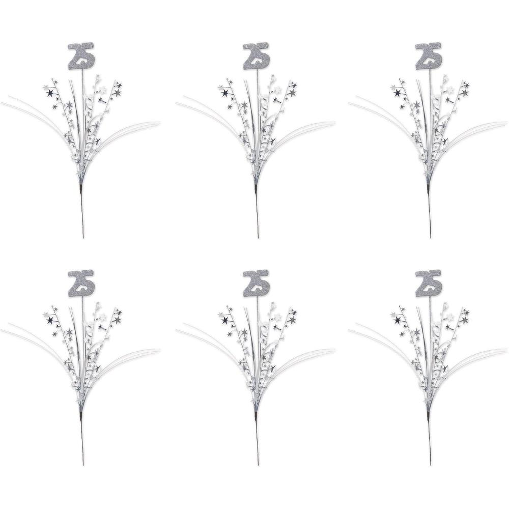 imageBeistle 23quot Silver 6 Piece Glittered 25quot Metallic Star Spray