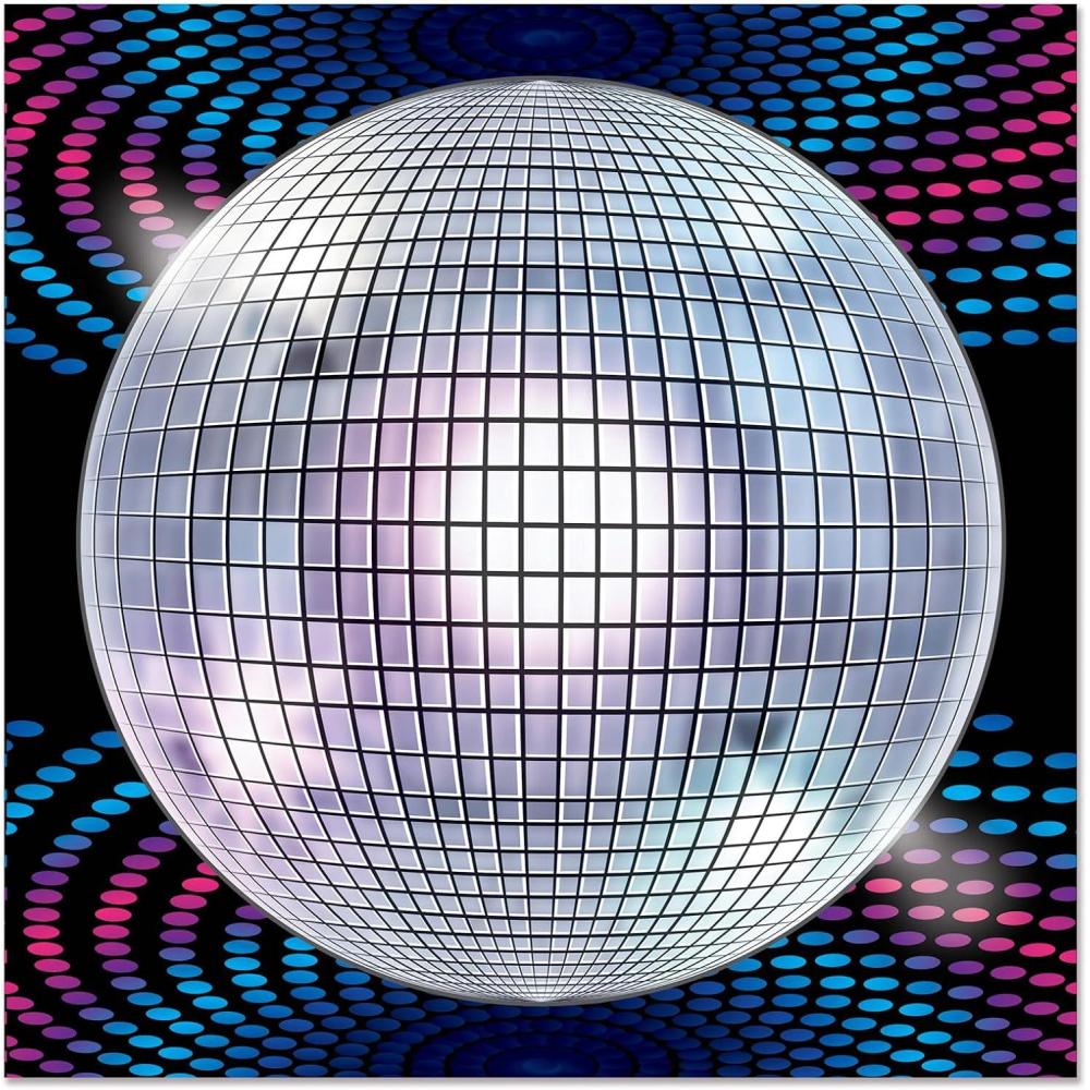 imageBeistle 32 Piece Paper Disco Ball Napkins Retro 1970s Theme Tableware 70s Party Supplies