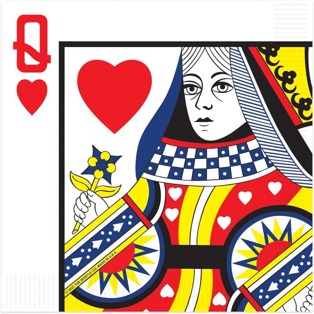 imageBeistle 32 Piece Queen Of Hearts Casino Themed Tableware Paper Napkins for Las Vegas Party Supplies