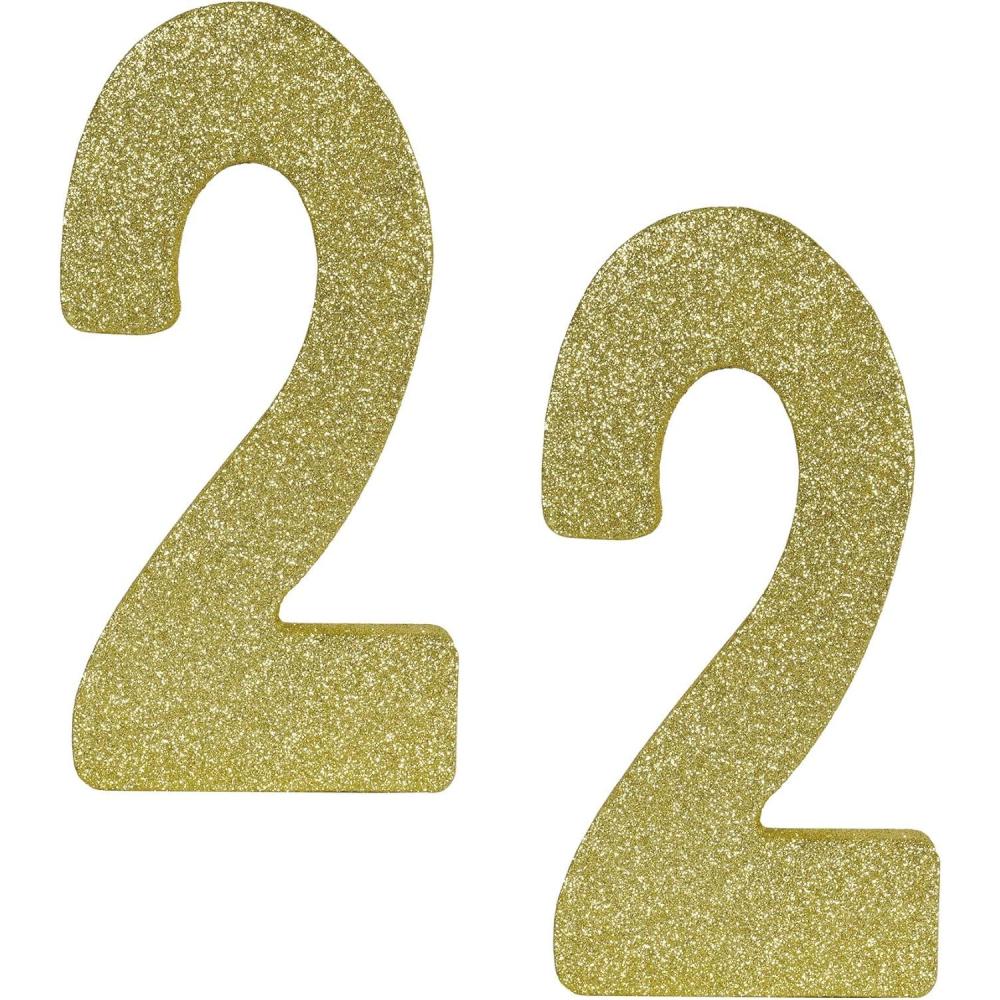 imageBeistle 3D Number 60 Centerpiece 8quot x 8quot x 1quot Gold Glittered Foam 60th Birthday Party Decoration Milestone ampamp AnniversaryNumber 2