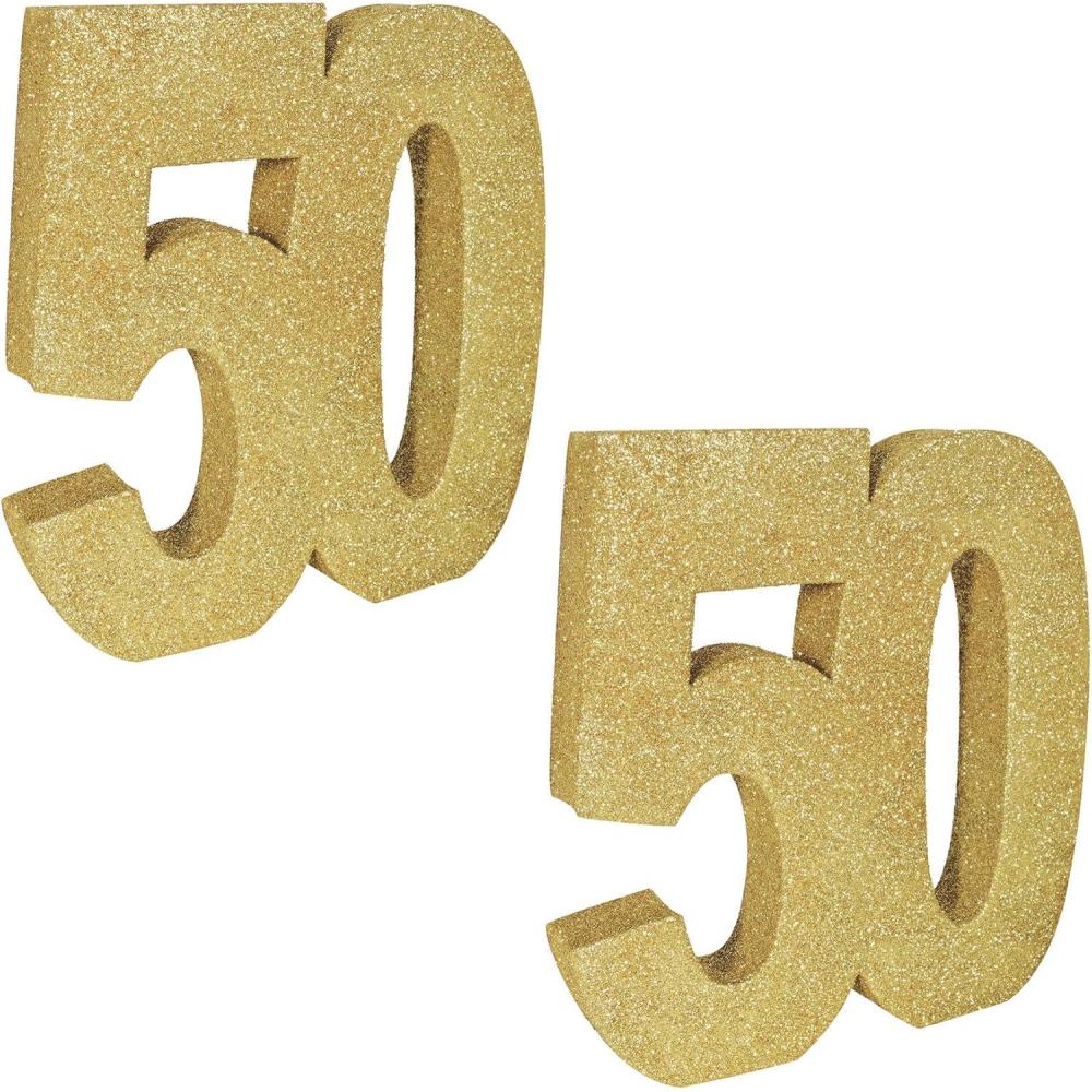 imageBeistle 3D Number 60 Centerpiece 8quot x 8quot x 1quot Gold Glittered Foam 60th Birthday Party Decoration Milestone ampamp AnniversaryNumber 50