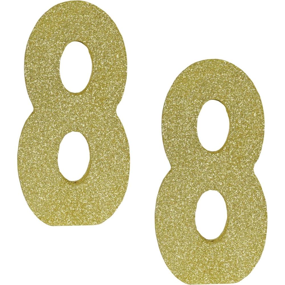 imageBeistle 3D Number 60 Centerpiece 8quot x 8quot x 1quot Gold Glittered Foam 60th Birthday Party Decoration Milestone ampamp AnniversaryNumber 8