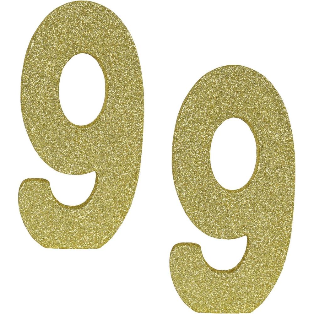 imageBeistle 3D Number 60 Centerpiece 8quot x 8quot x 1quot Gold Glittered Foam 60th Birthday Party Decoration Milestone ampamp AnniversaryNumber 9