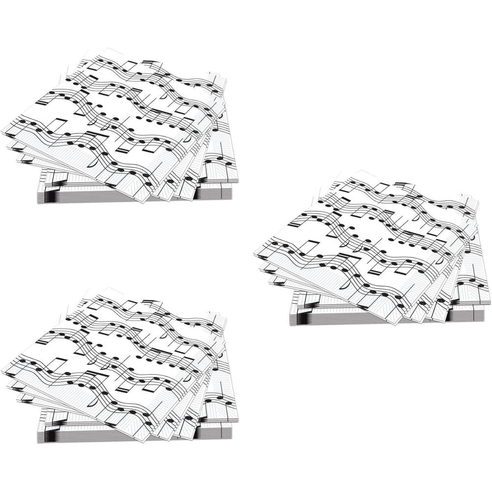imageBeistle 48Piece Musical Notes Luncheon Napkins in WhiteBlack Music Themed Party Supplies Party Decorations for Musicians Concerts 65quot x 65quot48 Piece
