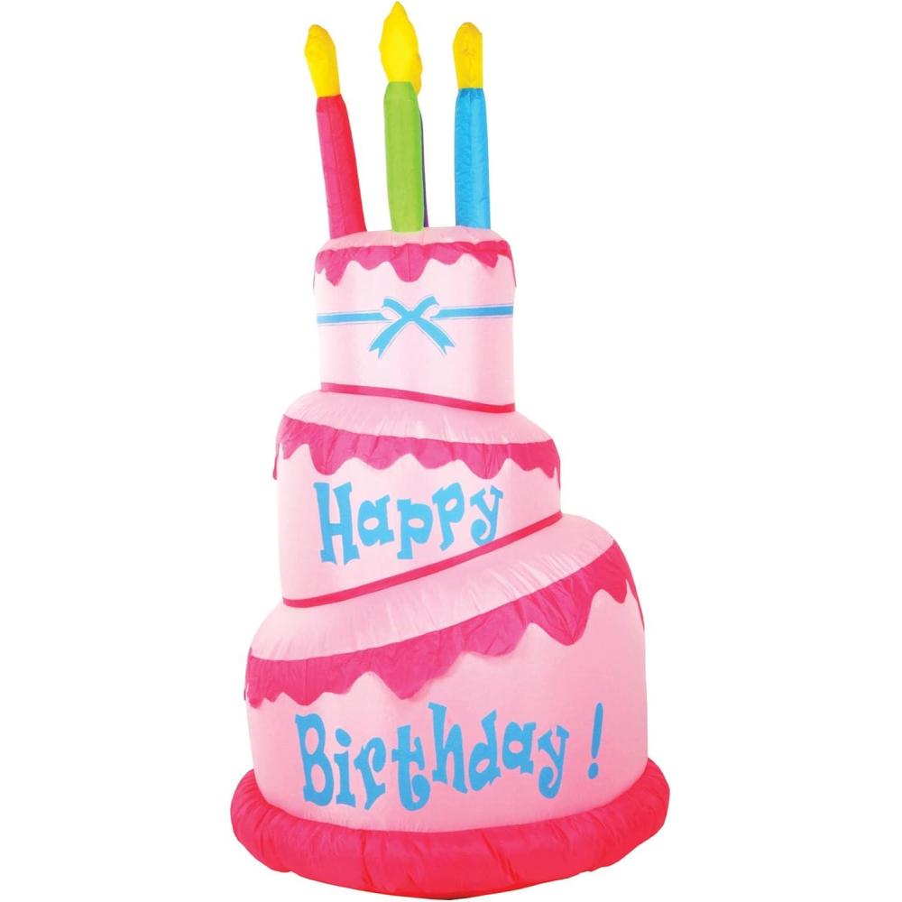 imageBeistle 5 FT 10 in LightUp Jumbo Inflatable Cake Happy Birthday Party Decoration with LED Lights Blow Up Yard Dcor IndoorOutdoor UseJumbo Happy Birthday Cake Inflatable