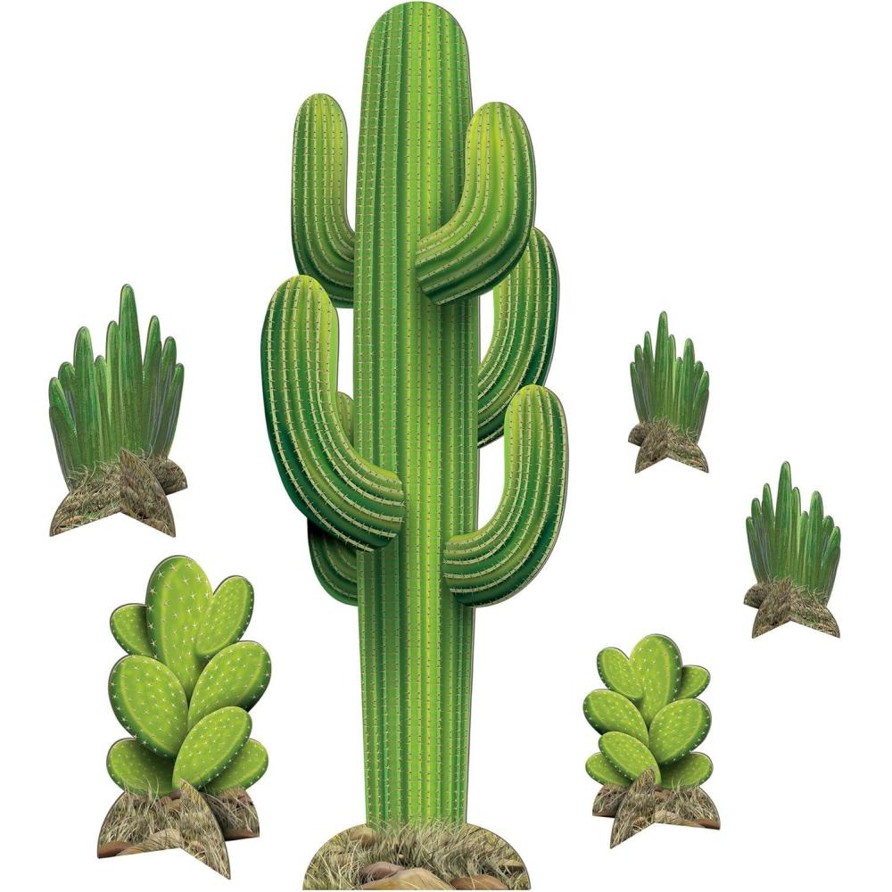 imageBeistle 6 Piece 13quot  6 625quot Cardboard Cacti Photo Props Wild West Theme Western Prom Decorations Easels Attached