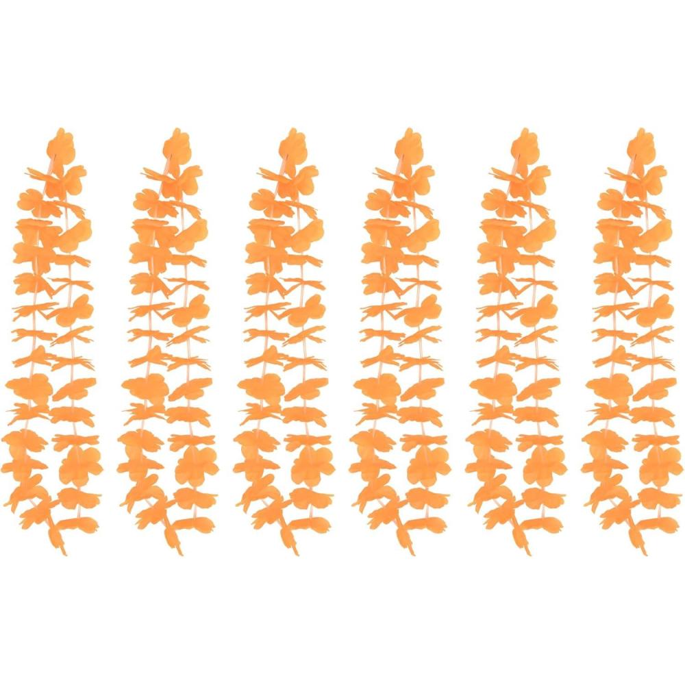 imageBeistle 6 Piece 40quot Polyester Orange Floral Hawaiian Leis Tropical Flower Luau Party Accessories And Favors Celebrating With You Since 1900