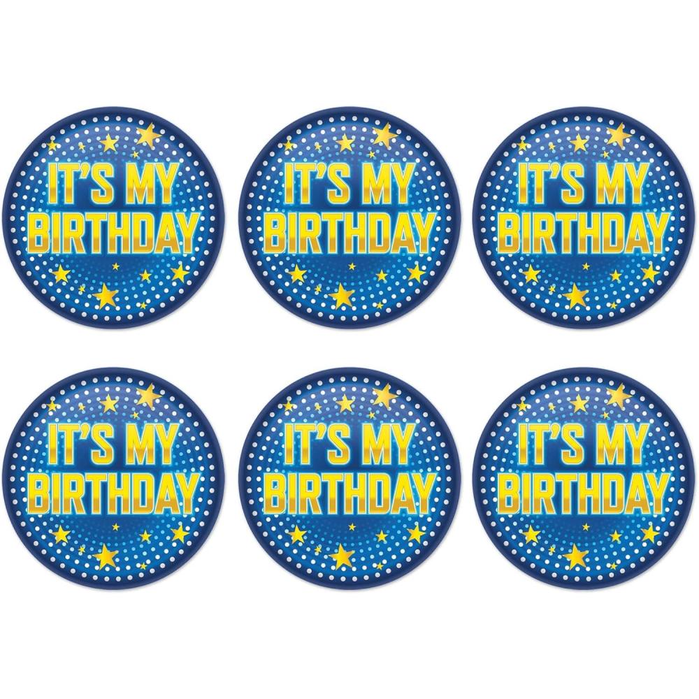 imageBeistle 6 Piece Its My Birthday Pinback Button Badge Pins For Party Favors Supplies