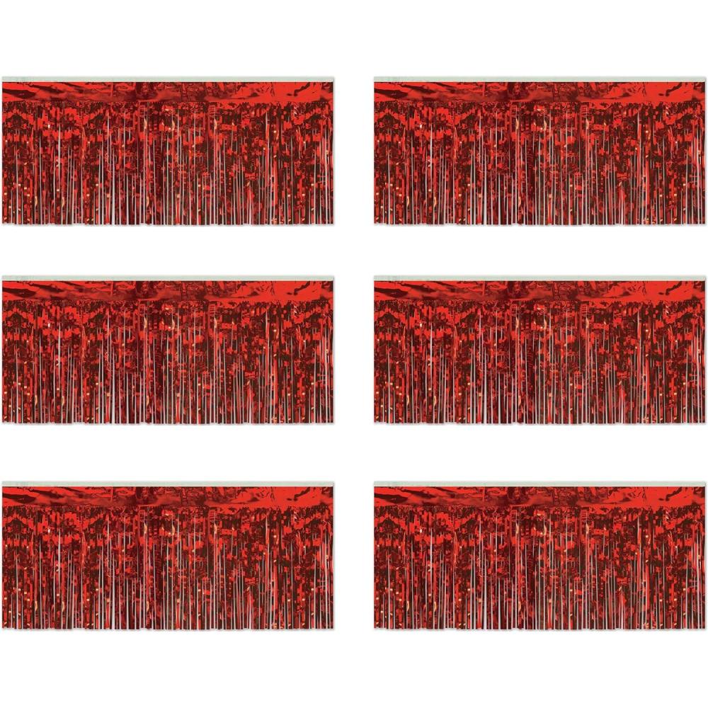 imageBeistle 6 Piece Red Metallic Plastic Fringe Drapes Banners For Parade Floats Tinsel Curtains Photo Booth Prop Backdrops Birthday Party Supplies Christmas Decorations 15quot x 10Red