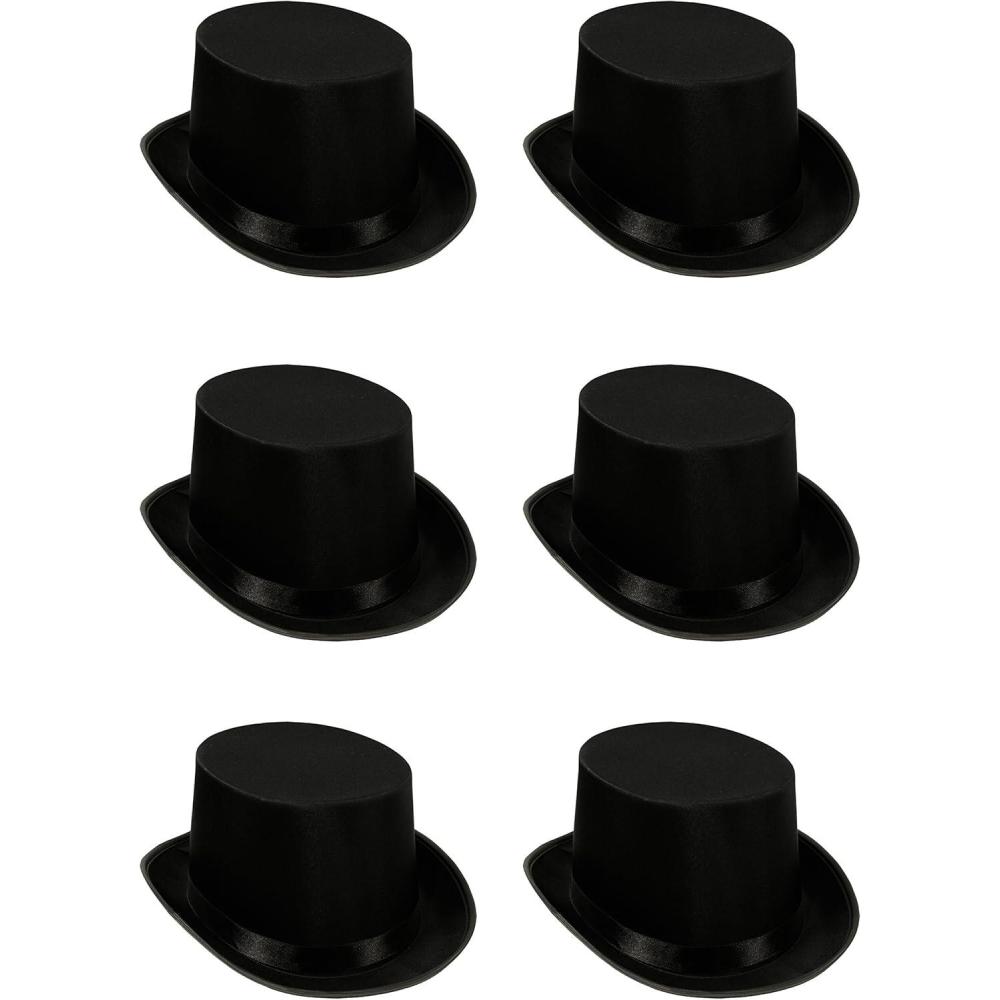 imageBeistle 60839BK 6Pack Satin Sleek Top Hat Black