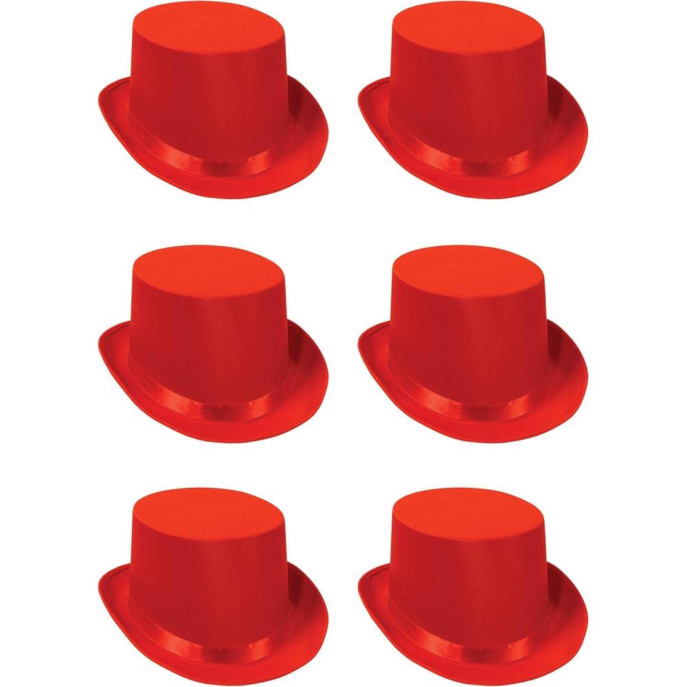 imageBeistle 60839R 6Pack Satin Sleek Top Hat Red