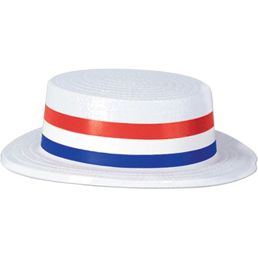 imageBeistle Adult Patriotic Skimmer Hat Costume Accessory  Molded Plastic Headwear