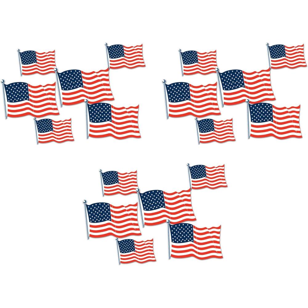 imageBeistle American Flag Cutouts in 2 sizes 18 Pack  Patriotic Decorations for Wall Backdrop 4th of July Memorial Day ampamp Classroom Party Supplies Stars ampamp Stripes Pride Themed Summer USA Holiday DecorAmerican Flag Cutouts  B