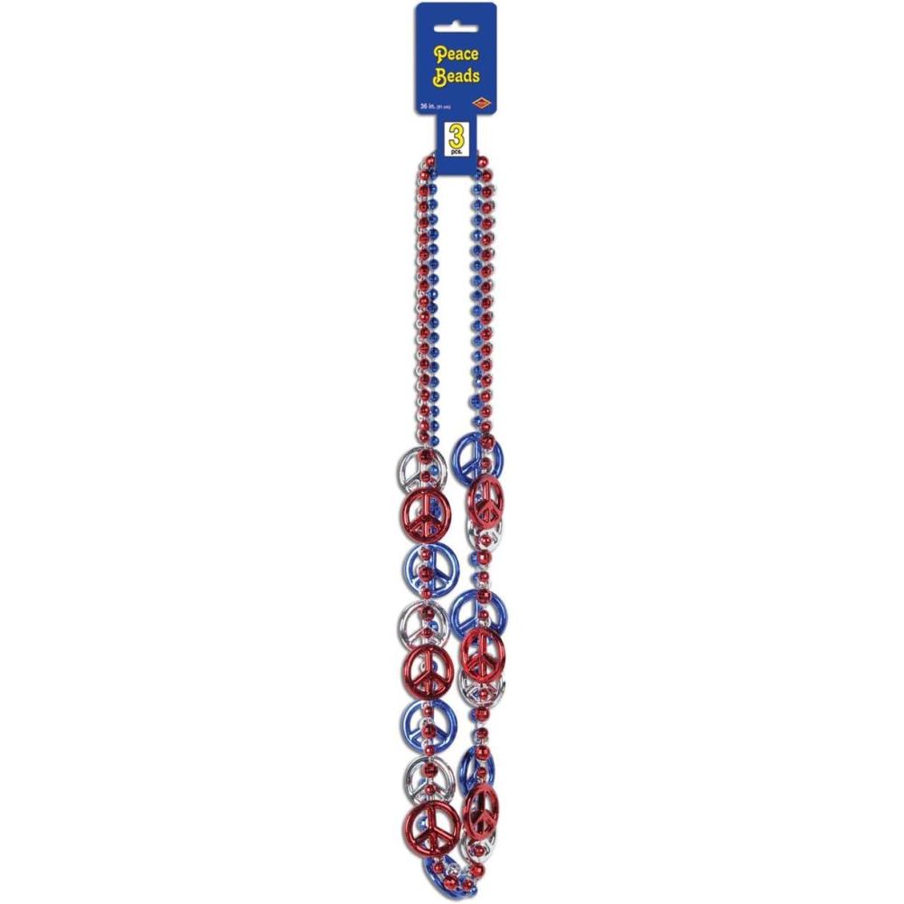 imageBeistle BeadsPatriotic Peace Sign Beads 3Pack
