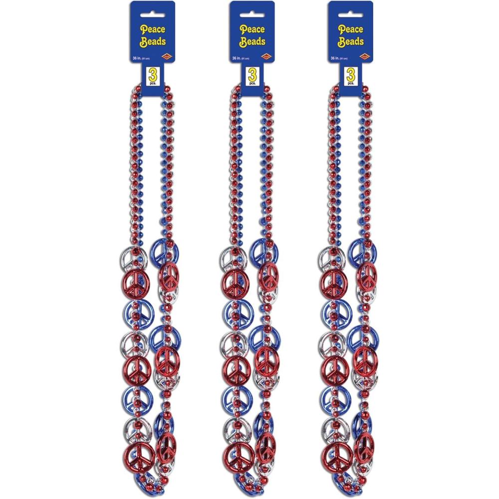 imageBeistle BeadsPatriotic Peace Sign Beads 9Pack