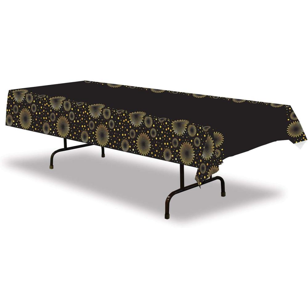 imageBeistle Black and Gold Plastic TablecoverCelebrate Tablecover