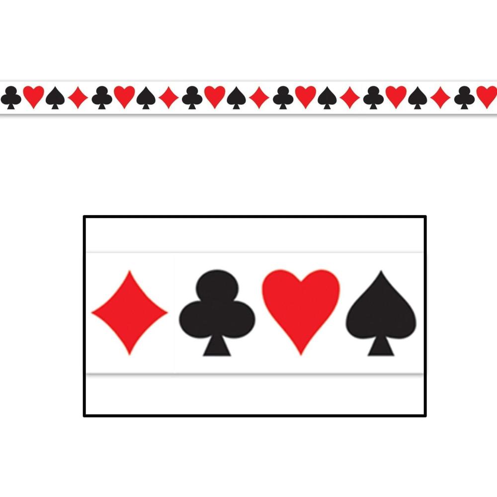 imageBeistle Casino Card Suit Party Tape 3quot x 20 1 Pc One Size RedBlackWhite1 piece