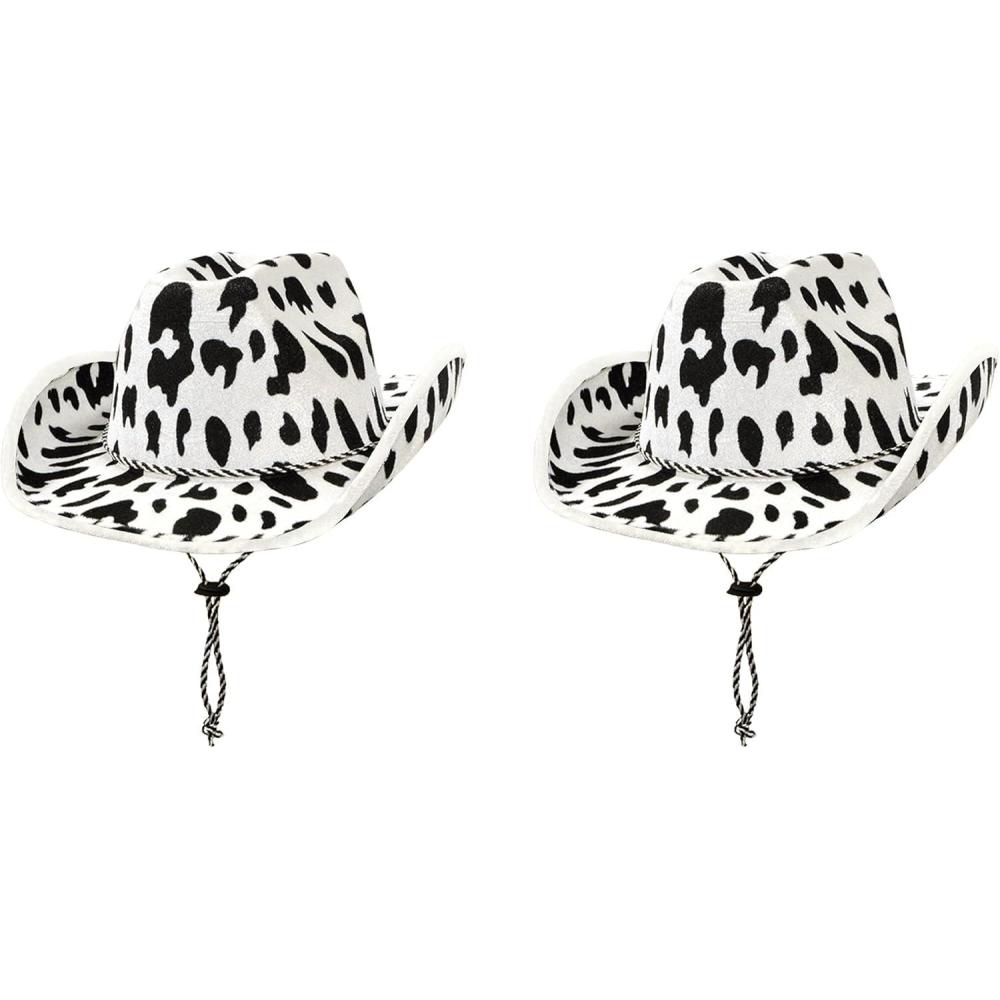 imageBeistle Cow Print Cowboy Hats  Adjustable Chin Strap Halloween Costume Dress Up Wild West Themed Parties Animal Print HatCow Print Cowboy  2 Piece